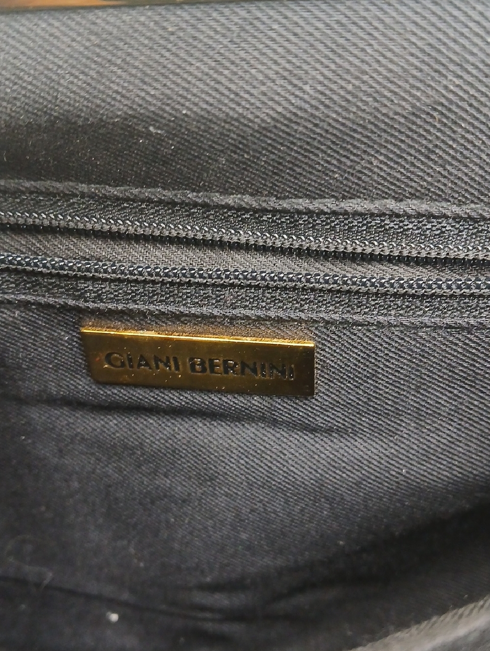 Gianni Bernini Black Handbag with Gold Plaque